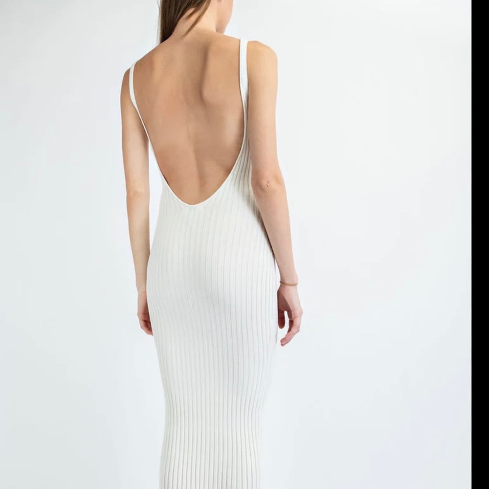 Edit by Nine open back, ribknit, midi, dress, white, medium